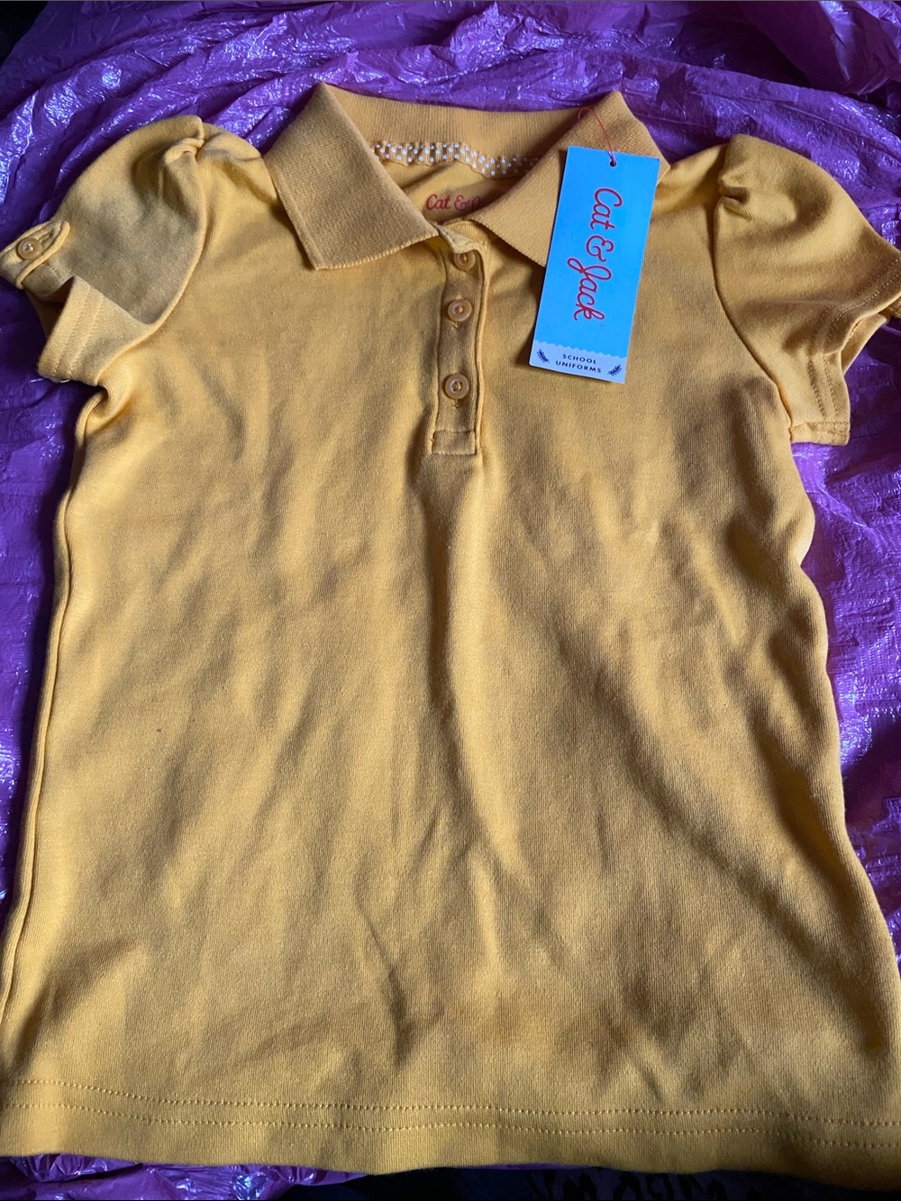 Cat & Jack Yellow Polo with Puff Sleeves